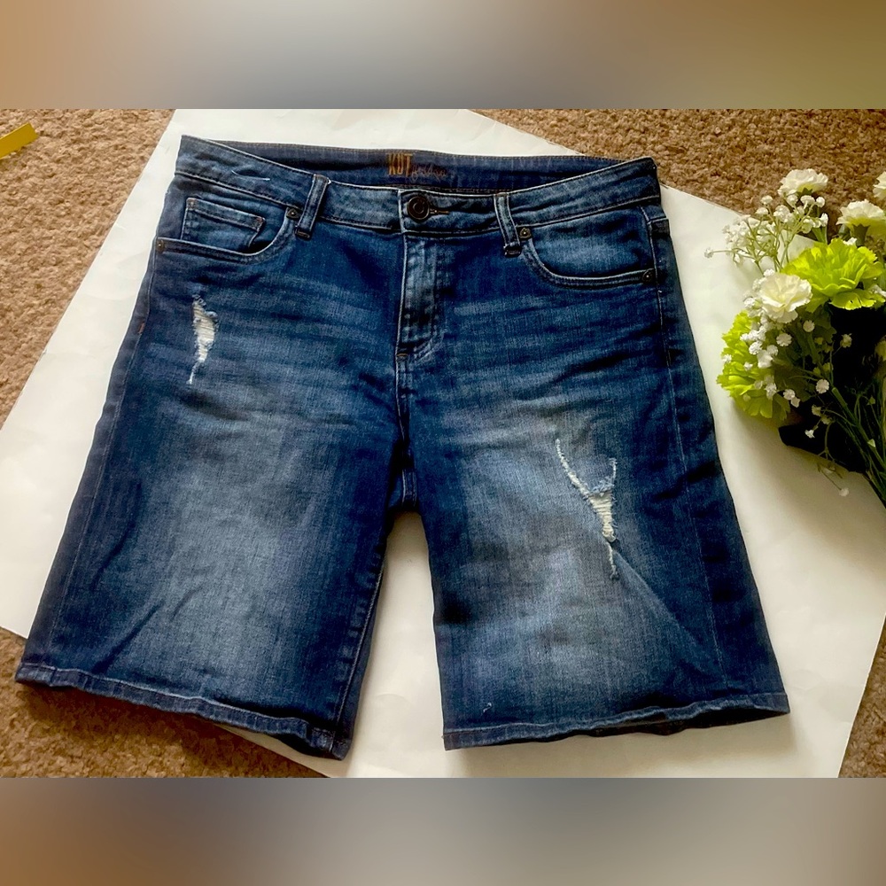 Kut from the allots Women’s Distressed Bermuda Jean Shorts